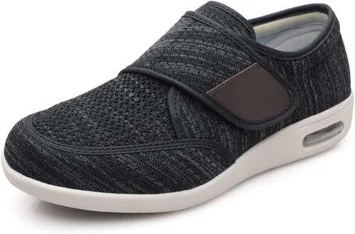 Vista 9 de Zapatos para diabéticos para hombre, talla grande, zapatos ampliadores de fertilizantes, zapatos ajustables para hinchazón de pies, antideslizantes