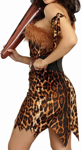 Vista 2 de Dreamgirl Clubbin' Cutie Leopard Cavewoman para mujer, Marrón