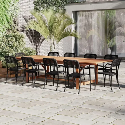 Vista 12 de Amazonia Mónaco - Juego de mesa de comedor rectangular de 9 piezas para exteriores, madera de eucalipto, ideal para patio e interior, acabado