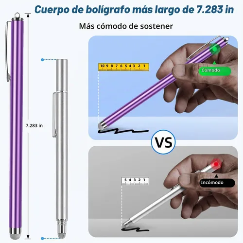 Vista 2 de Lápiz capacitivo extralargo para pantallas táctiles [5 puntas de malla de fibra] compatibles con iPad, iPhone, Android, tablet, laptop, Chromebook