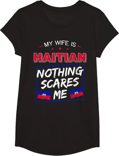 Vista 3 de My Wife Is Haitian Republic of Haiti Heritage Roots - Camiseta con bandera, Negro, S