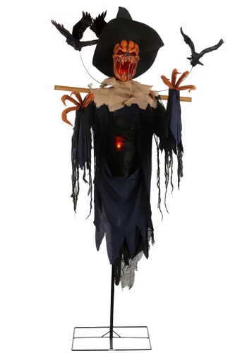 Vista 7 de Figura Animada de Espantapájaros Cuervo de 7 Pies para Halloween Multicolor