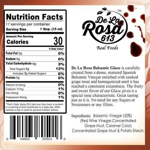 Vista 2 de De La Rosa Dark & White Balsamic Glaze Premium Bundle (8.45 oz 2 unidades)