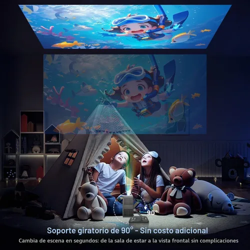 Vista 7 de Mini proyector inteligente con WiFi y Bluetooth - Proyectores de película portátiles para exteriores/dormitorios, enfoque automático y Keystone