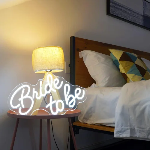 Vista 6 de Letrero de pared LED con texto en inglés "Bride to be Letras" para Navidad, despedida de soltera, regalos de compromiso, letrero de neón