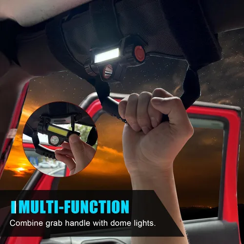 Vista 4 de SUNPIE Asas de agarre con luces iluminadas, barra enrollable para jaula redonda de barra enrollable compatible con Jeep Wrangler y Jeep Gladiator