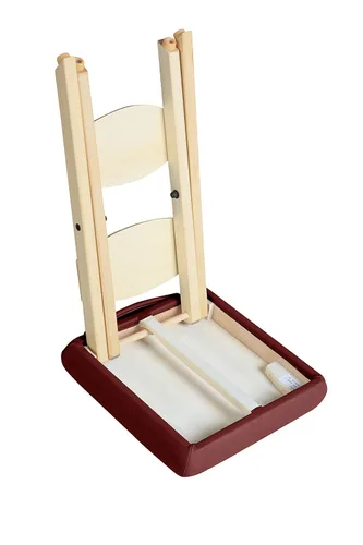 Vista 3 de Master Massage Tables Taburete de masaje plegable de madera ligero, color burdeos