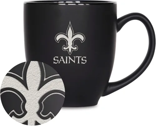 Vista 18 de Rico Industries Taza Bistro Mate Negra de Fútbol Americano NFL de 15 onzas - Para Bebidas Calientes o Frías - Logotipo del Equipo Grabado para una