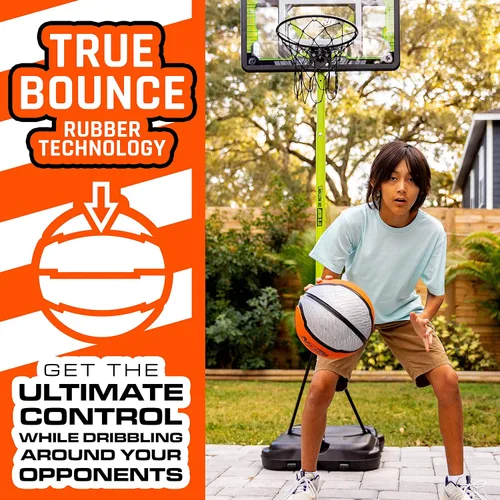 Vista 4 de Nerf Indoor + Outdoor Basketball - Proshot Official Size 29.5" Basketball + Air Inflation Pump - Extra Grip for Gym + Driveway Hoops - Regulation B7