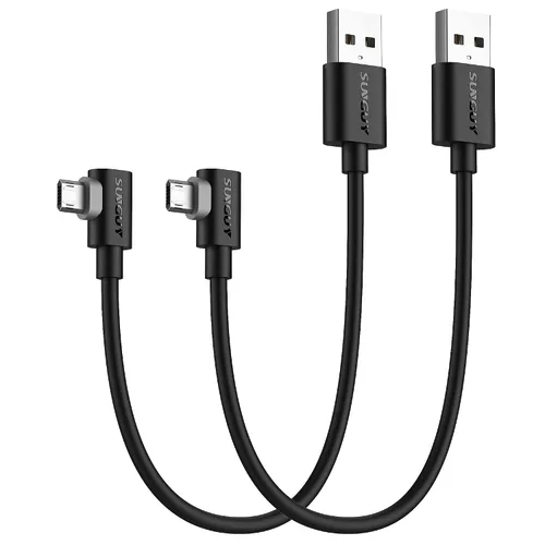 Vista 11 de SUNGUY Cable micro USB corto de 6 pulgadas de 90 grados, 2 unidades, cable micro USB de ángulo recto de carga rápida y sincronización de datos