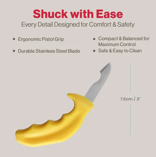 Vista 5 de Swissmar Shucker Paddy Malpeque - Cuchillo de shucking de ostras – Herramienta ergonómica de doble eje para triturar ostras con hoja de acero