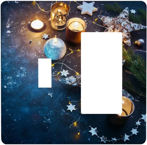 Vista 46 de Cubierta de interruptor de luz dúplex de 1 banda, cubierta decorativa de Navidad con copos de nieve rojos, placa frontal decorativa para cocina