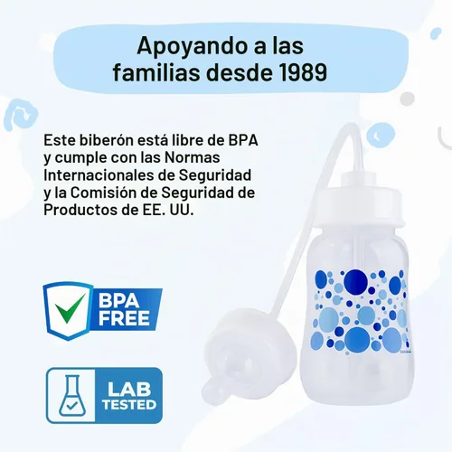 Vista 3 de Podee - Botella manos libres para bebé, sistema de alimentación anti-cólicos, Azul