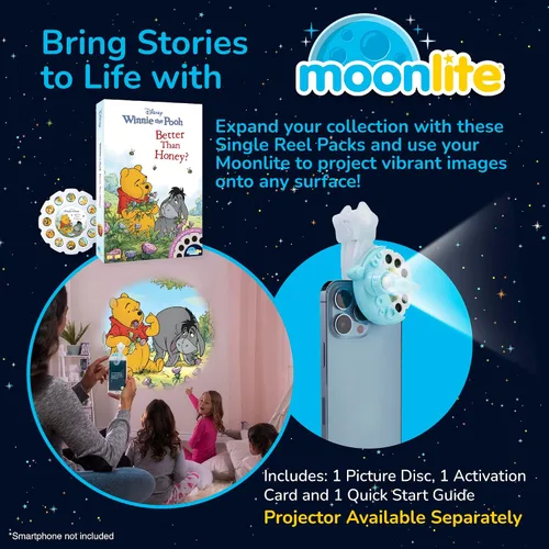 Vista 2 de Moonlite Storytime – Disney Winnie The Pooh Better Than Honey Storytime Disc – Lectura mágica – Proyector vendido por separado – Historia digital