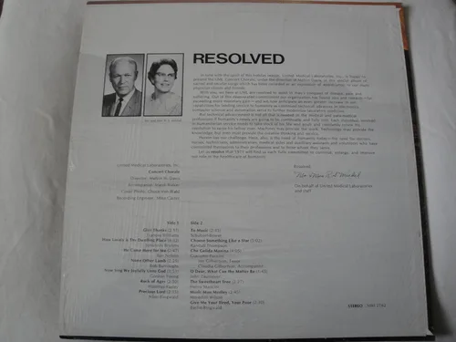 Vista 2 de Resolved Vinyl Lp United Medical Laboratories Concert Chorale Vinyl Lp 1971 Stereo