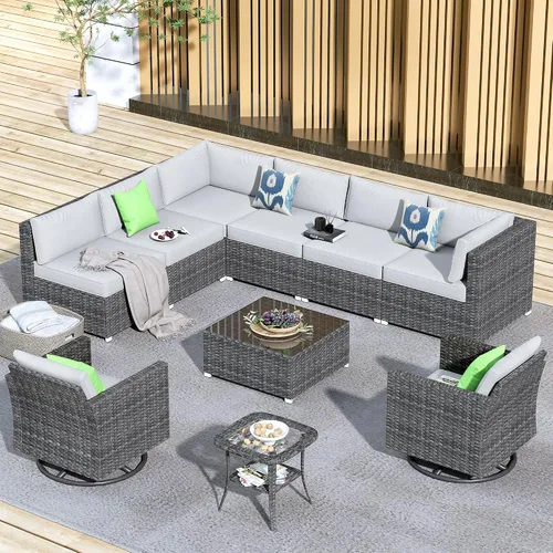 Vista 69 de HOOOWOOO Patio Sectional Furniture Set,2 Piece Couch Set with 2 Matching Armless Chairs(Beige)