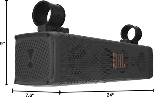 Vista 8 de JBL RallyBar S - Barra de sonido universal Bluetooth de 21" para vehículos exteriores con amplificador RMS de 150W integrado, IP66 resistente al