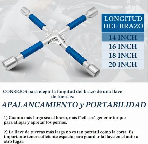 Vista 5 de ETERNA Llave de Tuercas de Cuatro Vías Profesional de 14 pulgadas, Llave en Cruz para Tuercas de Rueda de Automóvil, Llave de Vaso Universal