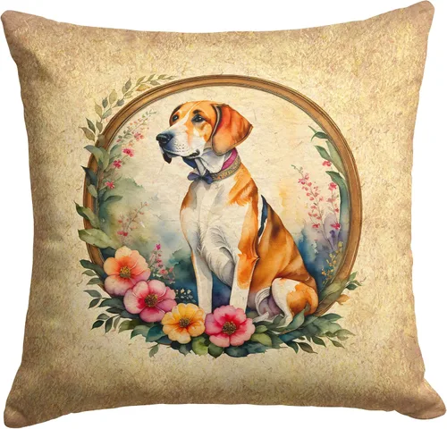 Vista 224 de Caroline's Treasures DAC2072PW1414 Affenpinscher and Flowers - Almohada decorativa de tela, lavable a máquina, para interiores y exteriores