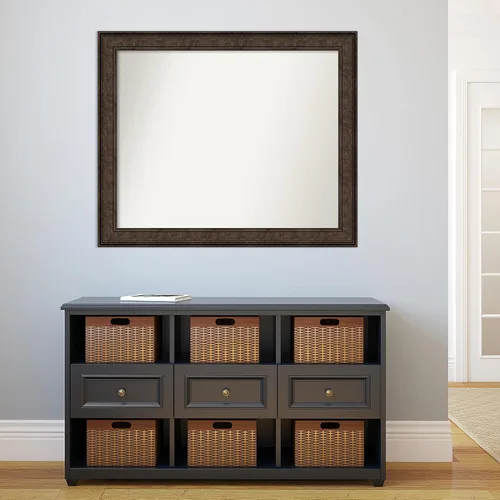 Vista 787 de Amanti Art Espejo de pared personalizado no biselado (25 x 25 pulgadas), marco de bronce acentuado, varios tamaños personalizados, espejo de baño