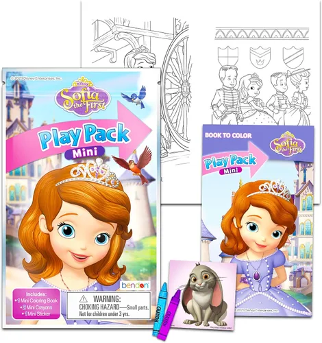 Vista 2 de Paquete de recuerdos de fiesta para niños de Sofia the First Party - 24 mini paquetes de actividades Disney Sofia Mini Play Packs with Coloring