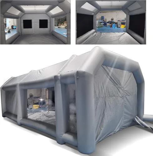 Vista 9 de Tienda de campaña portátil para automóvil, tienda inflable de cabina de pintura en aerosol, estación de trabajo móvil para automóvil, filtro lavable