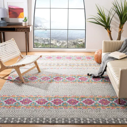 Vista 14 de SAFAVIEH Madison Collection - Alfombra decorativa de 2 pies 3 pulgadas x 4 pies, color carbón y gris, diseño bohemio chic, no desprende pelusa