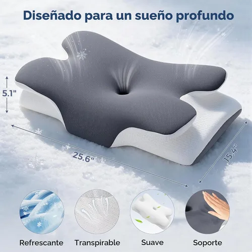 Vista 4 de Vipfree Almohada cervical para el cuello, almohada ergonómica para dormir