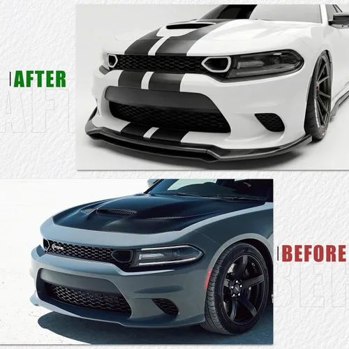 Vista 5 de Labio de Parachoques Delantero Compatible con Dodge Charger SRT GT-V 2015-2023 Estilo ABS Negro Brillante Divisor Delantero Protector Inferior AMPP
