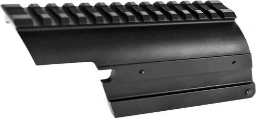 Vista 4 de TRINITY Riel Picatinny de longitud completa compatible con Mossberg 500 y Maverick 88 calibre 12 - Base de montaje de silla de montar estilo tejedor
