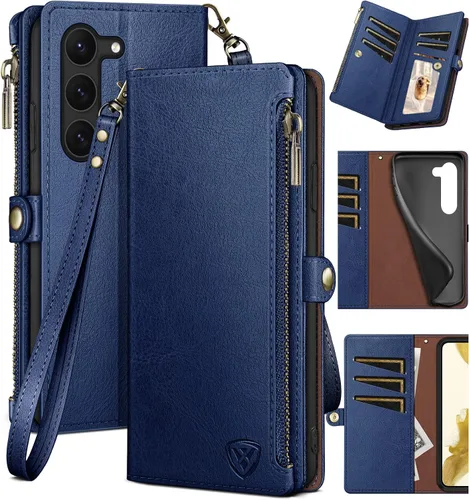 Vista 13 de XcaseBar Funda tipo cartera para Samsung Galaxy S23 Plus con cremallera 【Bloqueo RFID】 Titular de la tarjeta de crédito, Libro de folio con tapa