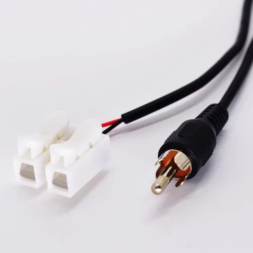 Vista 6 de Paquete de 2 cables RCA a cable desnudo, cable de altavoz de 1.0 ft/1 pie a audio macho conector RCA adaptador enchufe para repuesto RCA cable
