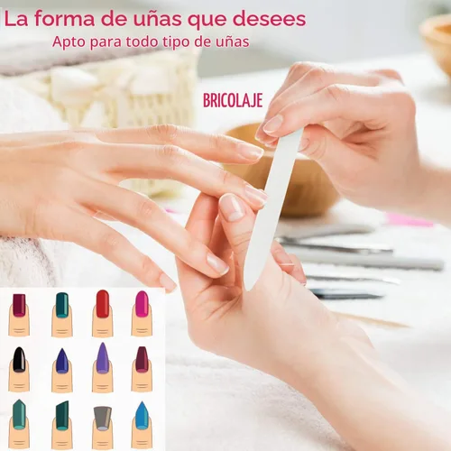 Vista 5 de Lima de uñas de vidrio en estuche, lima de uñas de cristal, lima checa, lima de uñas grabadas de doble cara para arte de uñas y cuidado de uñas