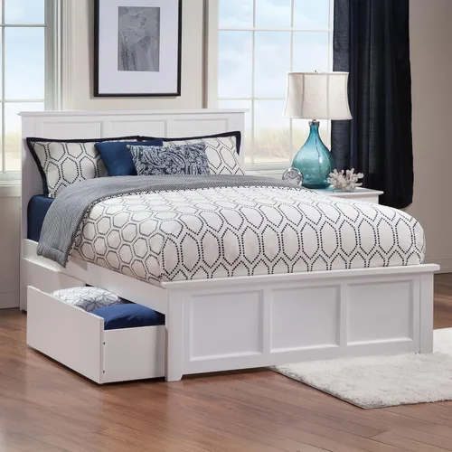 Vista 21 de AFI, Madison - Cama de plataforma de almacenamiento matrimonial con estribo a juego, color espresso