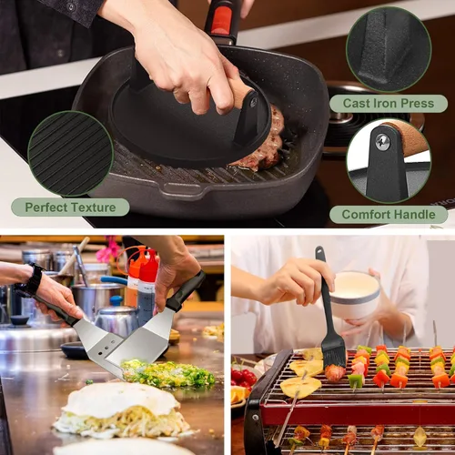 Vista 4 de Juego de accesorios para parrilla de 30 piezas, juego de accesorios para parrilla de parte superior plana para Blackstone y Camp Chef, juego