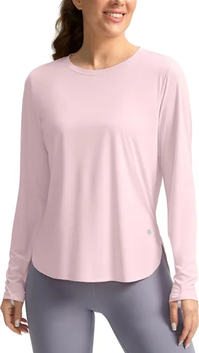 Vista 18 de Camisetas de sol para mujer, con protección ultravioleta FPU 50+, manga larga, ligera, de secado rápido, para entrenamiento, senderismo, para mujer
