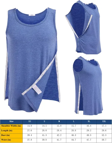Vista 5 de Deyeek Camisetas sin mangas unisex con acceso completo a presión para hombres y mujeres, camisetas de recuperación de hombro para después