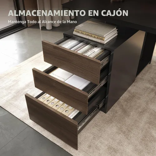 Vista 4 de FLEXISPOT Escritorio ejecutivo de pie de 55 pulgadas con cajones y gabinete