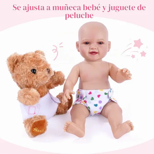 Vista 5 de BABESIDE Accesorios para muñecas de bebé, portador de muñecas con 2 pañales para muñecas, juego de accesorios para muñecas de 12 a 15 pulgadas