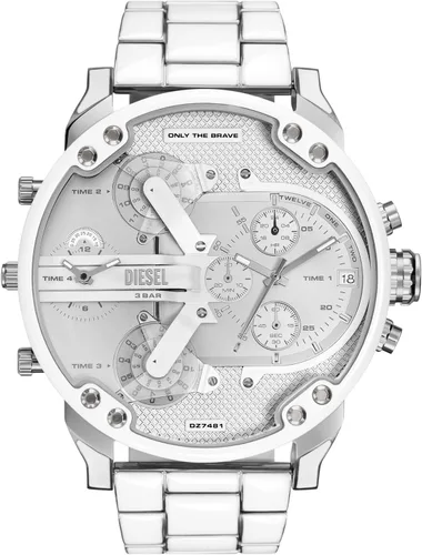 Vista 18 de Diesel Mr. Daddy 2.0 - Reloj de hombre con cronógrafo de tamaño extra grande y correa de acero inoxidable, silicona o cuero