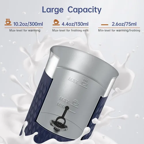 Vista 9 de SIMPLETASTE Espumador de leche, vaporizador de leche eléctrico 4 en 1, máquina automática de espuma caliente y fría y calentador de leche para café
