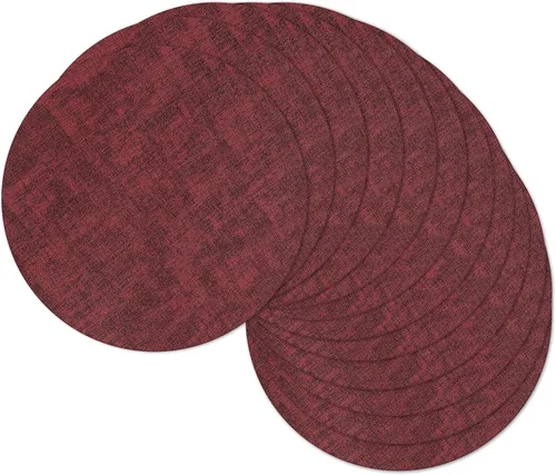 Vista 18 de Juego de 4 manteles individuales redondos de 13 pulgadas, reversibles de piel sintética resistente al calor, manteles individuales protectores