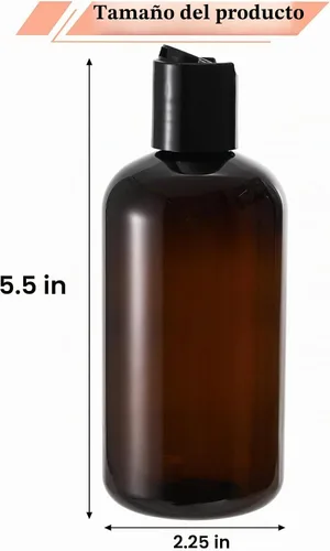Vista 2 de Bekith Paquete de 16 botellas de plástico de 8 onzas con tapa de disco, recipientes de viaje para champú, lociones, jabón corporal líquido, cremas