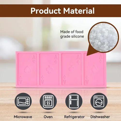 Vista 5 de Moldes de silicona para tarjetas de póquer, molde de silicona para hornear, moldes de silicona para alimentos, utensilios para hornear para pastel
