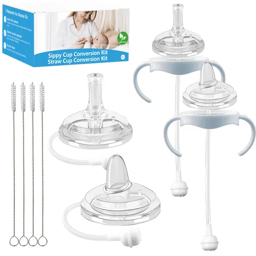 Vista 9 de Kit de conversión de vasos para biberones naturales Philips Avent, kit de transición para niños pequeños con 4 pezones suaves, 2 asas de botella y 4
