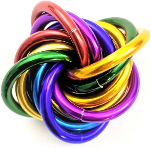 Vista 52 de Bola Fidget Möbii (MultiColor): Herramienta de juguete silenciosa para aliviar el estrés, ansiedad y estimular el ADHD para el hogar, viajes Cromo
