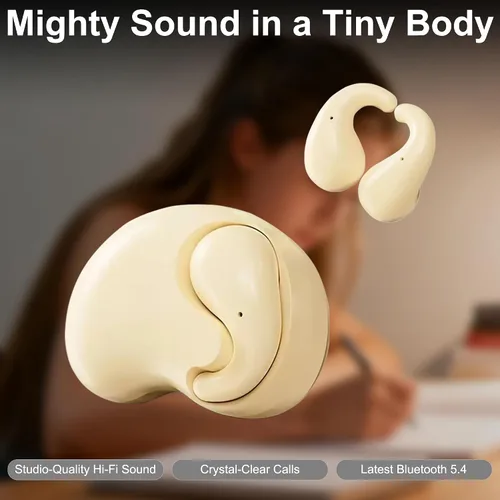 Vista 7 de Mini auriculares planos inalámbricos Bluetooth, invisibles, ultrafinos Beige