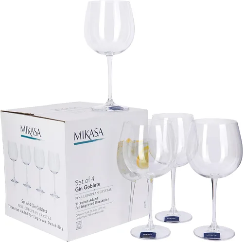 Vista 6 de MIKASA Julie - Juego de 4 vasos de cristal sin plomo, 22.1 onzas líquidas, transparentes