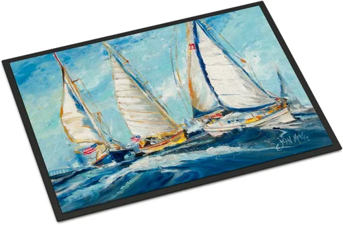 Vista 236 de Caroline's Treasures JMK1017JMAT - Tapete de caza de rana garza azul, 24 x 36 pulgadas, tapete para puerta delantera, interior y exterior