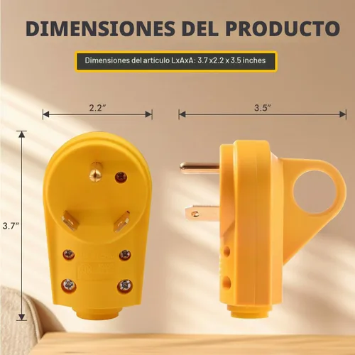 Vista 3 de NEMA TT-30P - Enchufe RV de 30 amperios, mango ergonómico macho de repuesto resistente de 125 V para RV, cámper, caravana, cable generador ETL
